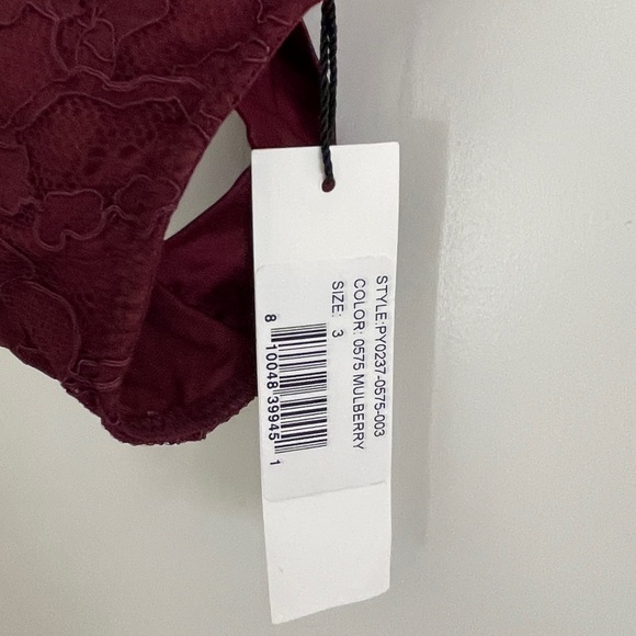 NWT Fleur du Mal Magnolia Lace Thong, Mulberry color, Size 3 (Medium) - Picture 6 of 13
